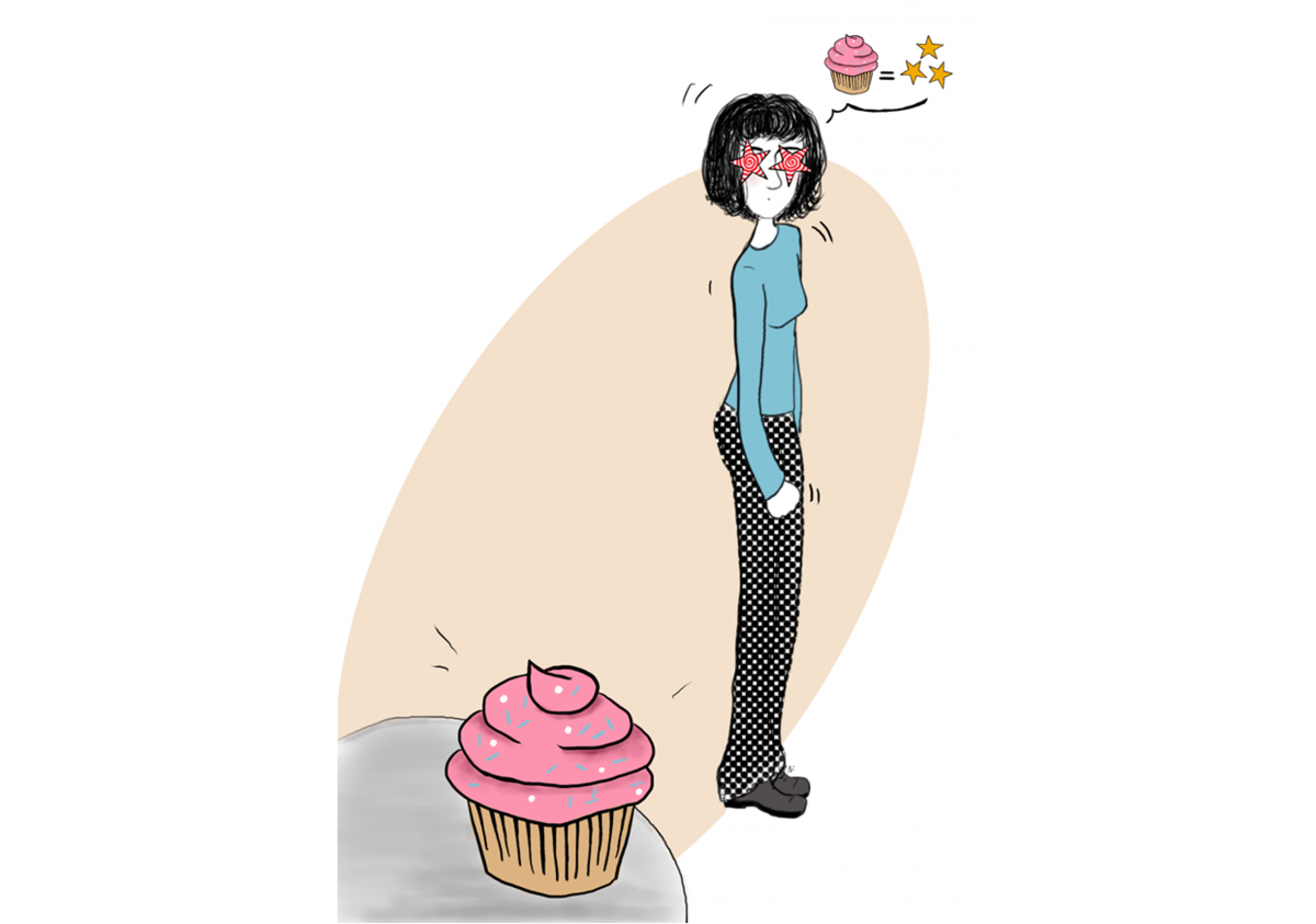 Les personnes atteintes de boulimie auraient une hypersensibilité au feedback positif et des biais attentionnels en faveur de la nourriture qui favoriseraient les crises de boulimie. Illustration par Ivane Nuel Les personnes atteintes de boulimie auraient une hypersensibilité au feedback positif et des biais attentionnels en faveur de la nourriture qui favoriseraient les crises de boulimie. Illustration par Ivane Nuel