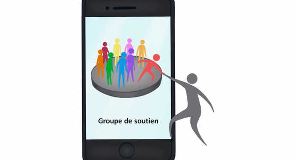Les groupes de soutien en ligne apportent des bénéfices pour leurs membres en termes de bien-être, de santé psychologique et de qualité de vie. Illustration par Amélie Saint-Léger